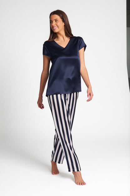 Silk Cap Sleeve Top Navy