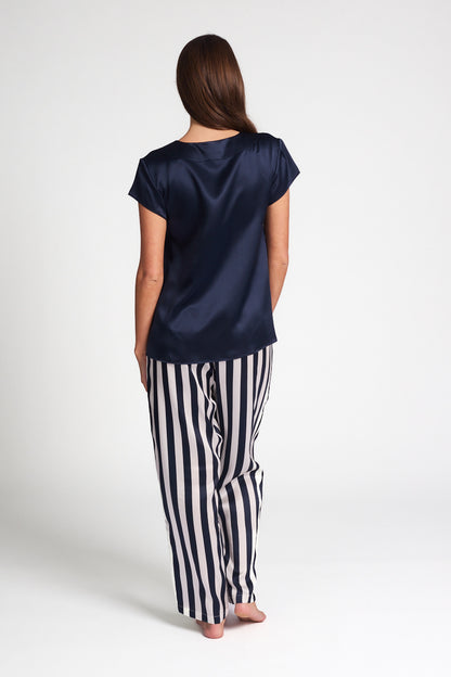 Silk Cap Sleeve Top Navy