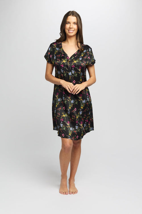 Silk Sleepshirt Midnight Garden