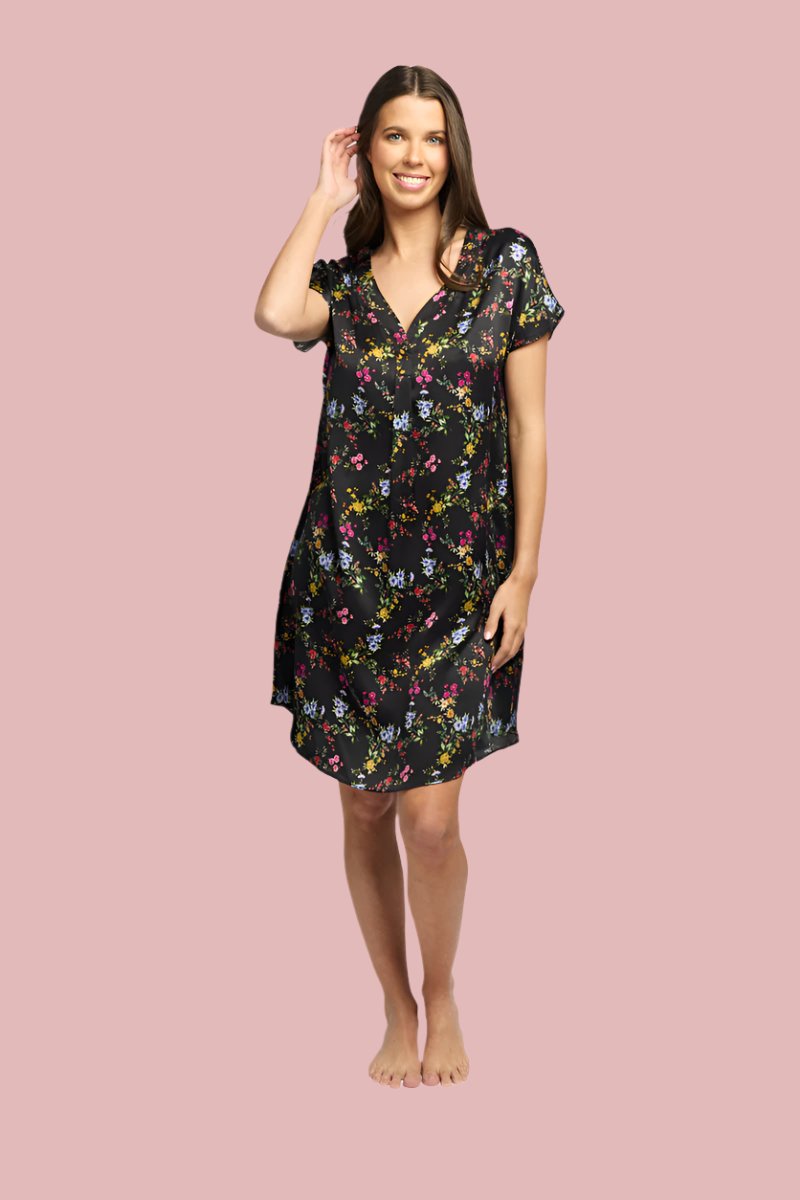 Silk Sleepshirt Midnight Garden