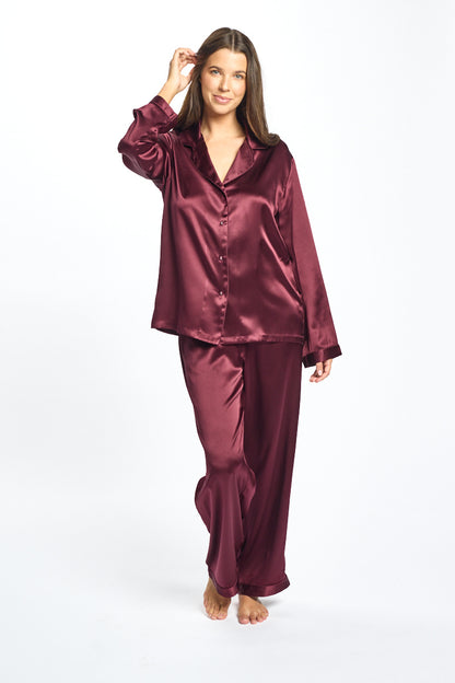 Silk Piped Pajama Set Garnett