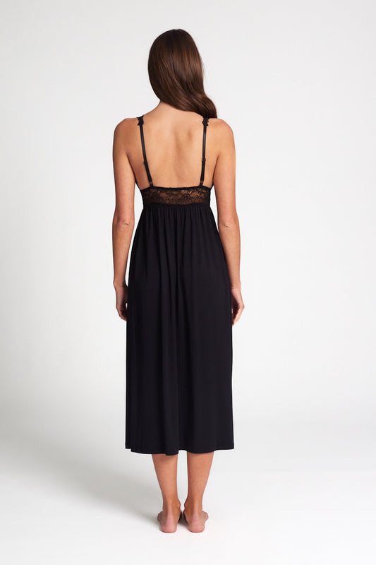 New Butterfly Modal Long Nightdress Black