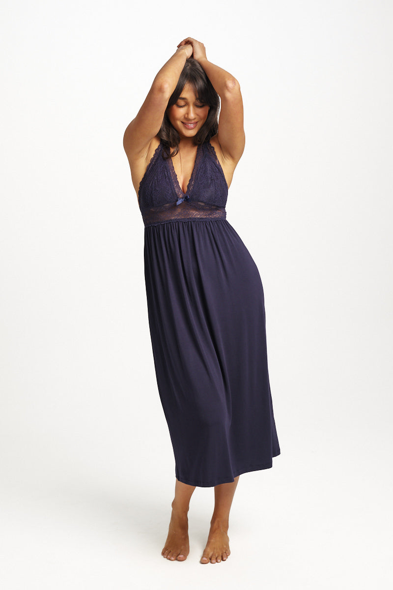 Butterfly Modal Long Nightdress Midnight