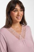 Modal & Lace L/S Nightie Crystal