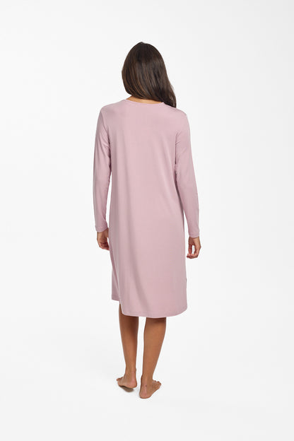 New Modal & Lace L/S Nightie Crystal