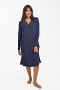 Modal & Lace L/S Nightie Navy