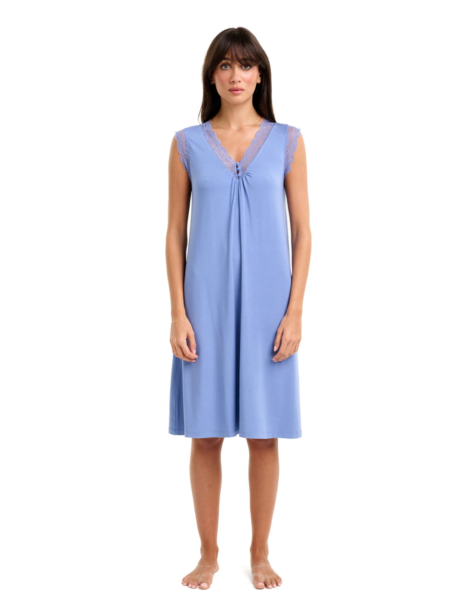 La femme Sleeveless Nightie Colony Blue