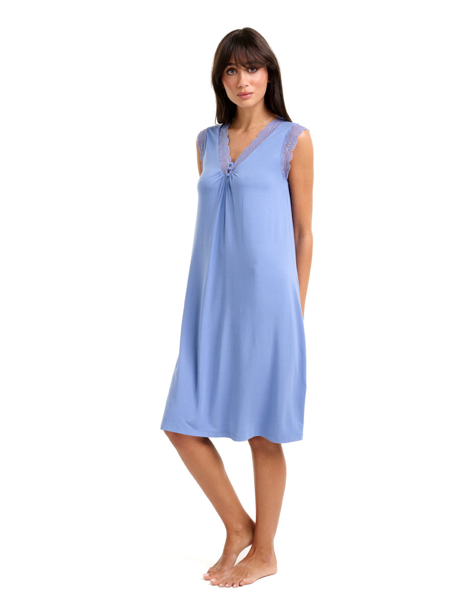 La femme Sleeveless Nightie Colony Blue