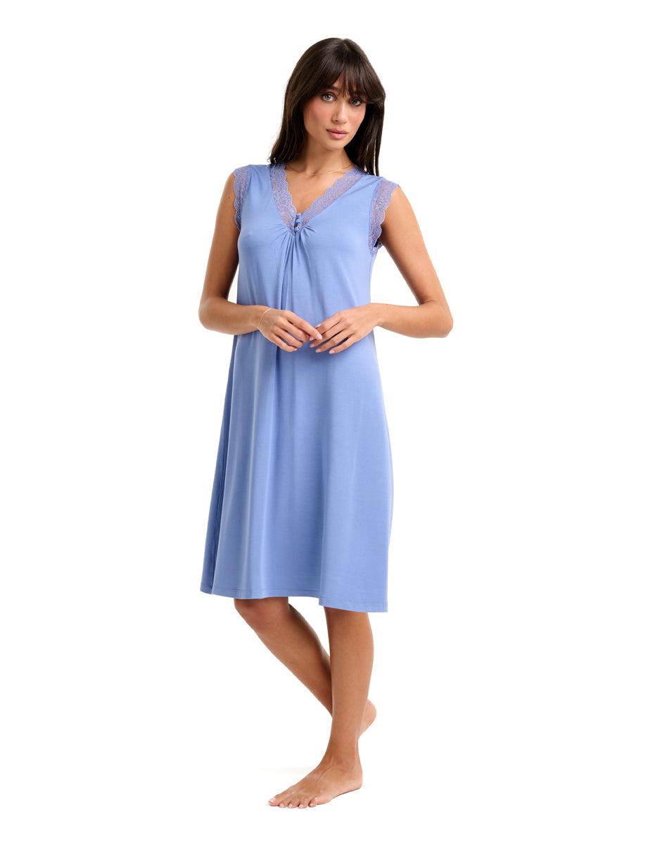 La femme Sleeveless Nightie Colony Blue