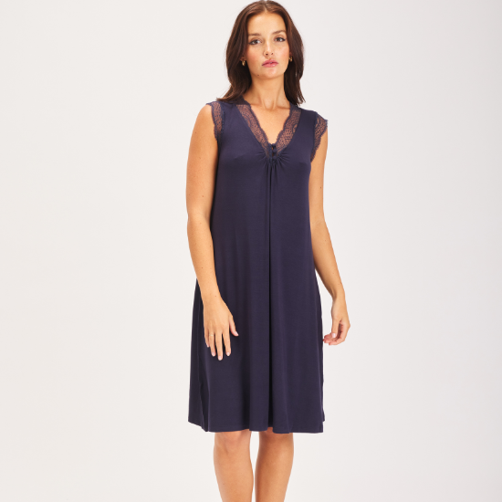 La Femme Modal Sleeveless Nightie Midnight