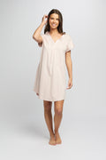 Supima Cotton Silk Trim V Neck Nightie - Pink
