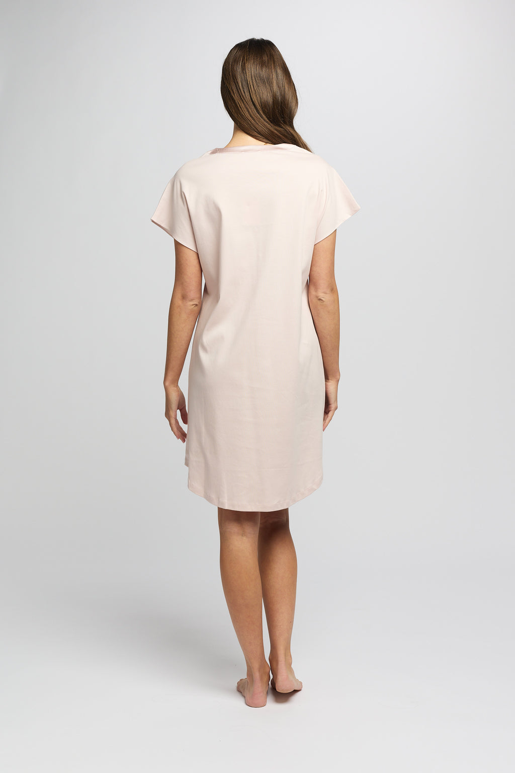 Supima Cotton Silk Trim V Neck Nightie - Pink