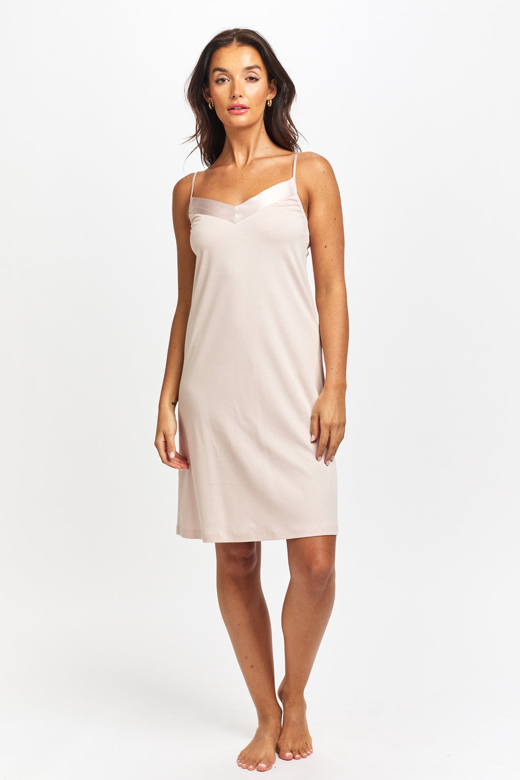 Supima Cotton Silk Strap Nightie - Pink