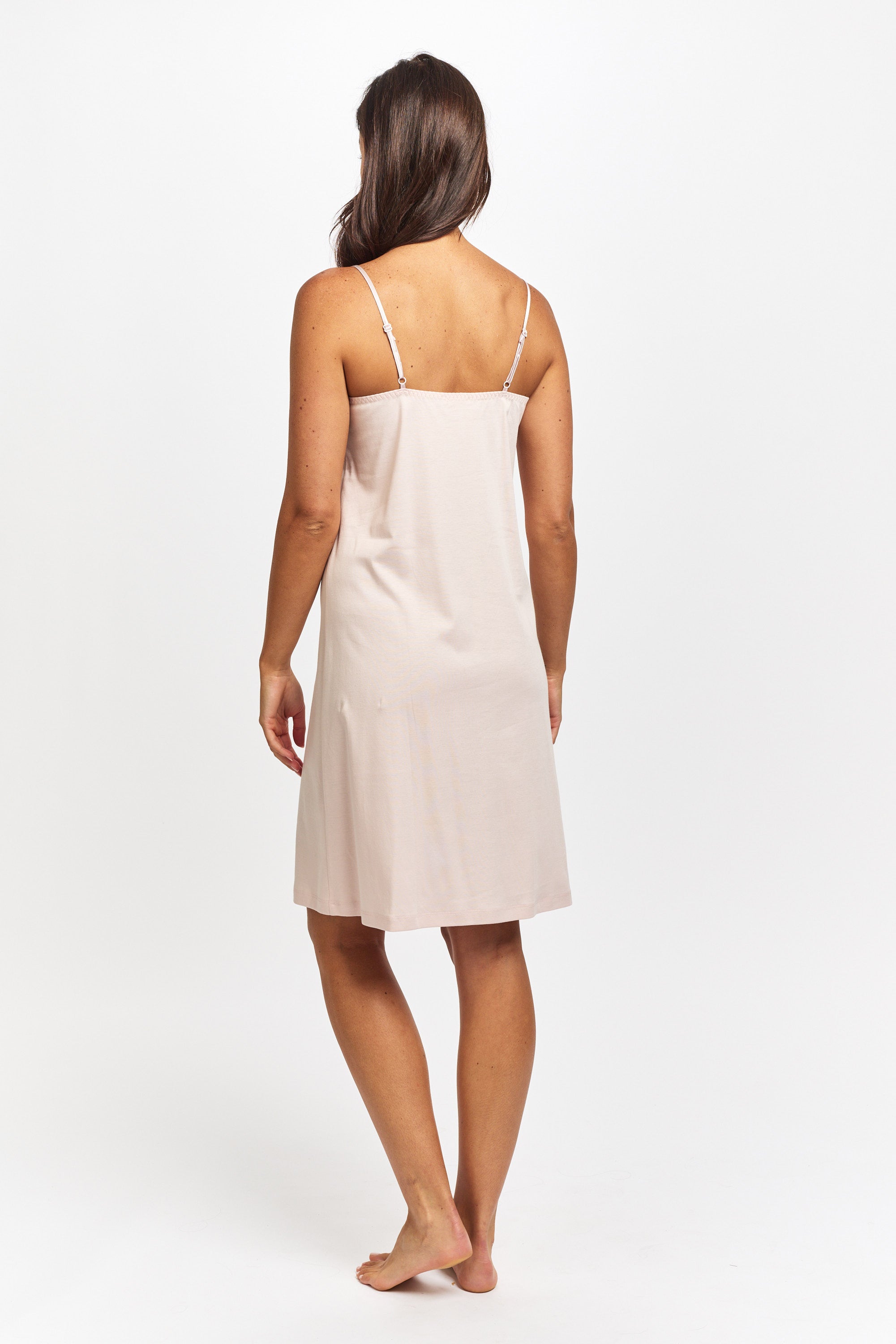 Supima Cotton Silk Strap Nightie - Pink