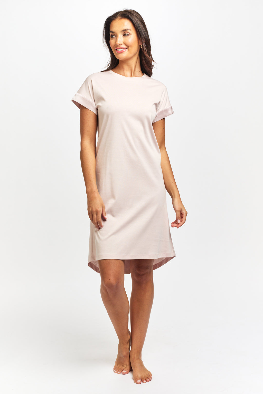Supima Cotton Silk Trim Nightie - Pink
