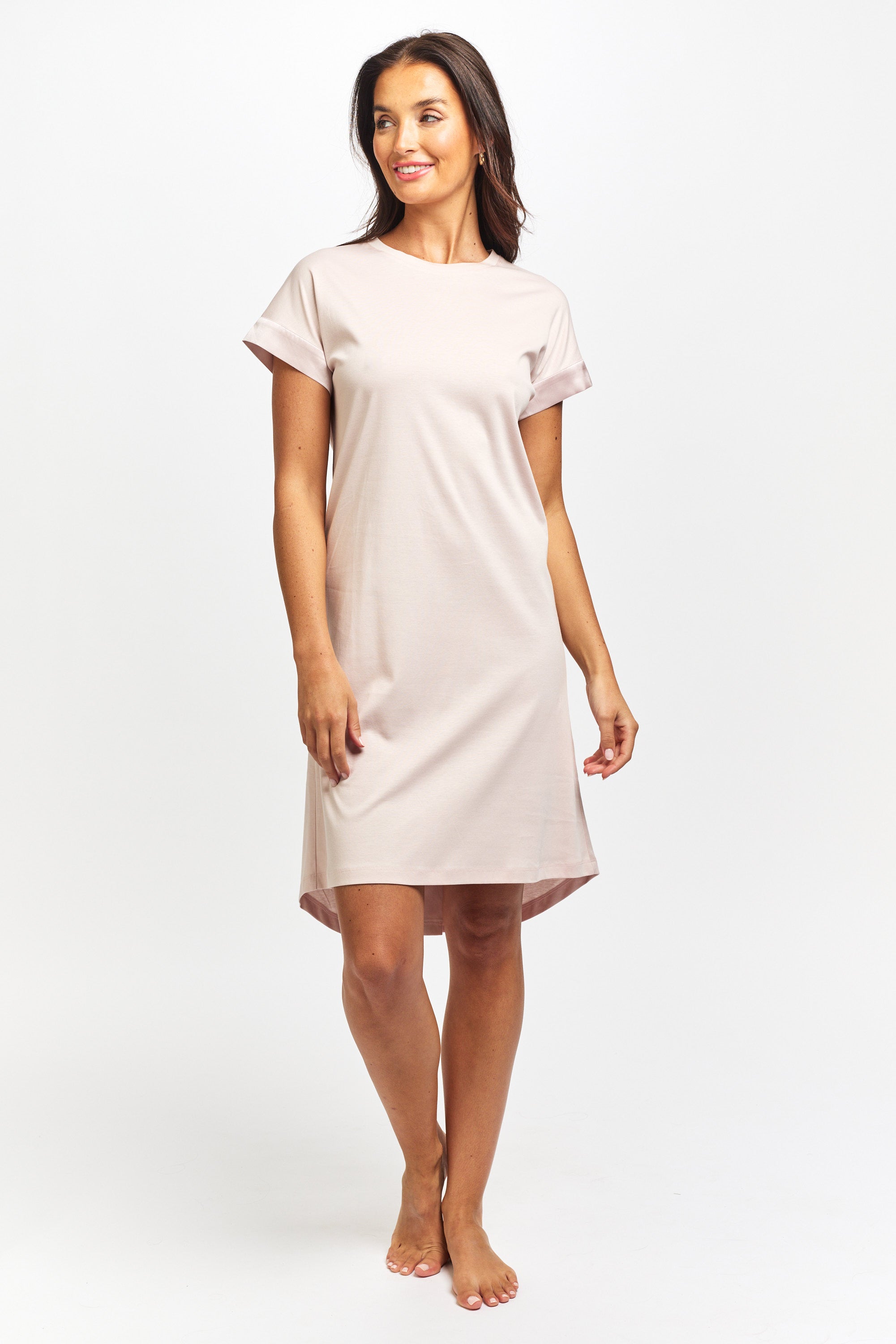 Supima Cotton Silk Trim Nightie - Pink