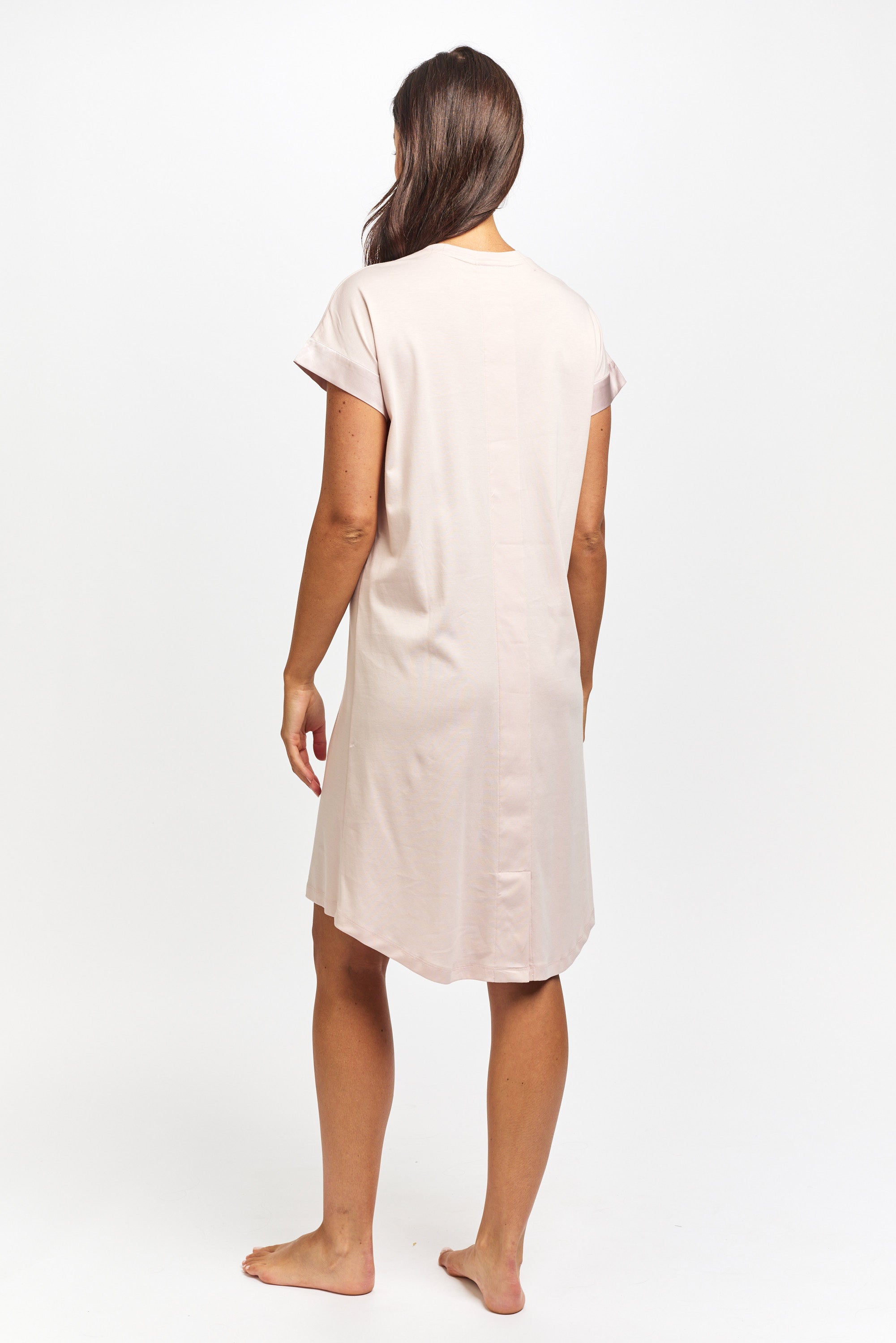 Supima Cotton Silk Trim Nightie - Pink