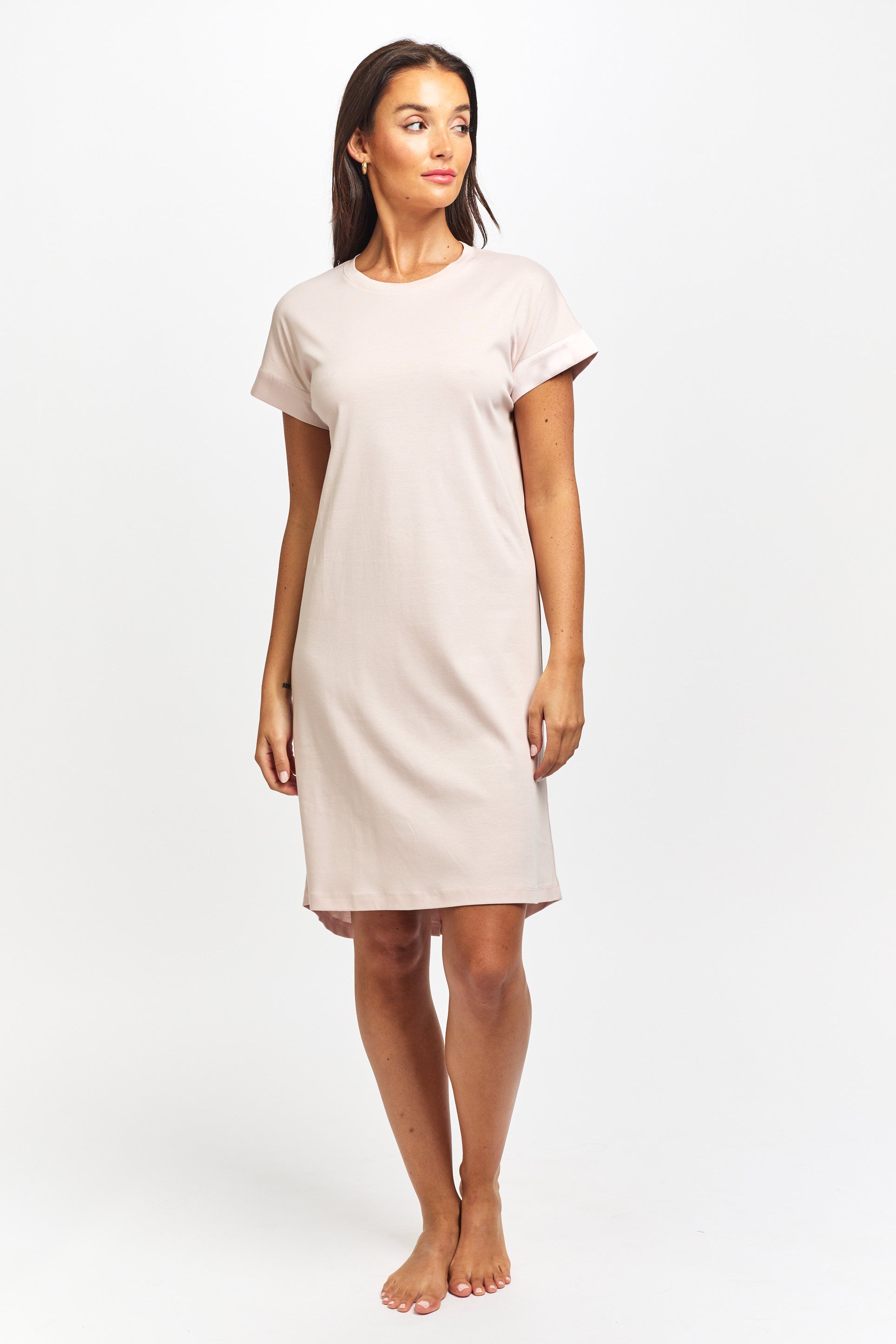 Supima Cotton Silk Trim Nightie - Pink