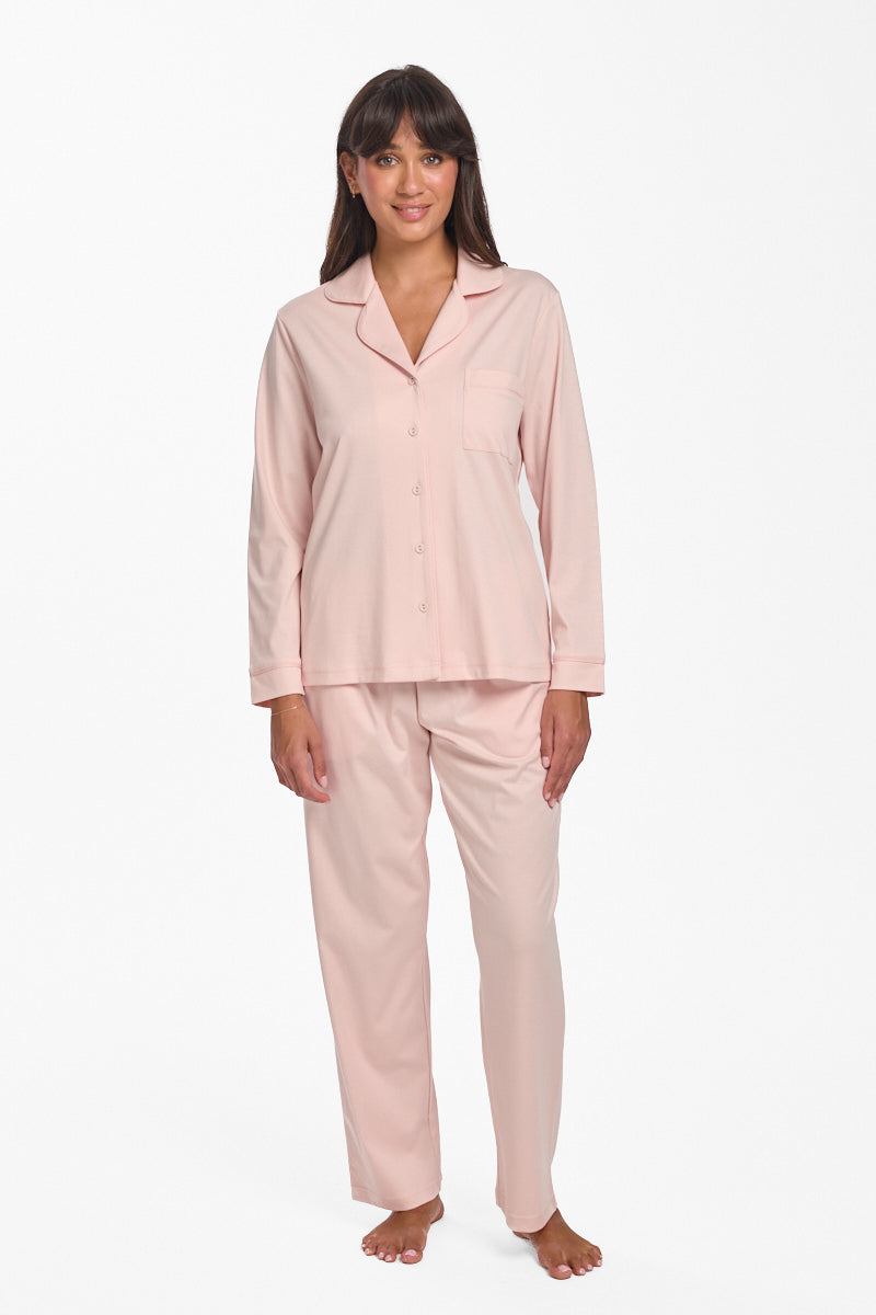 Supima Cotton Piped PJ Top Rosewater