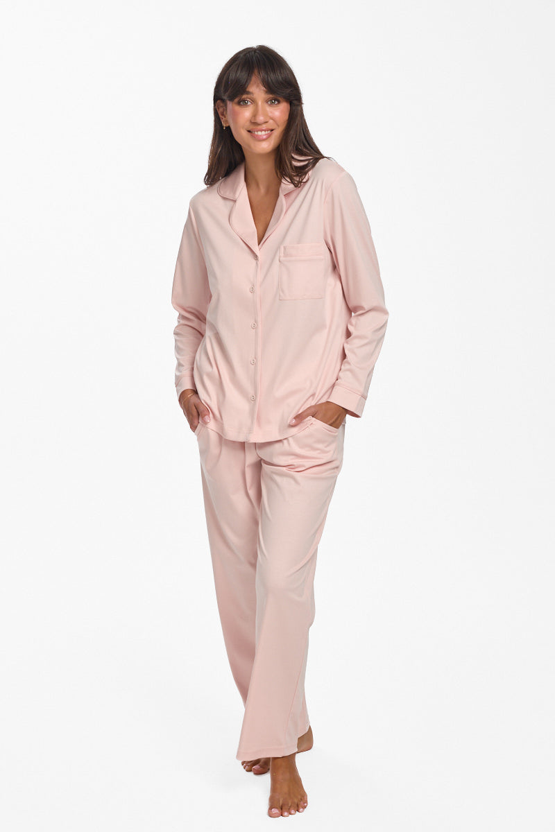 Supima Cotton Piped PJ Top Rosewater