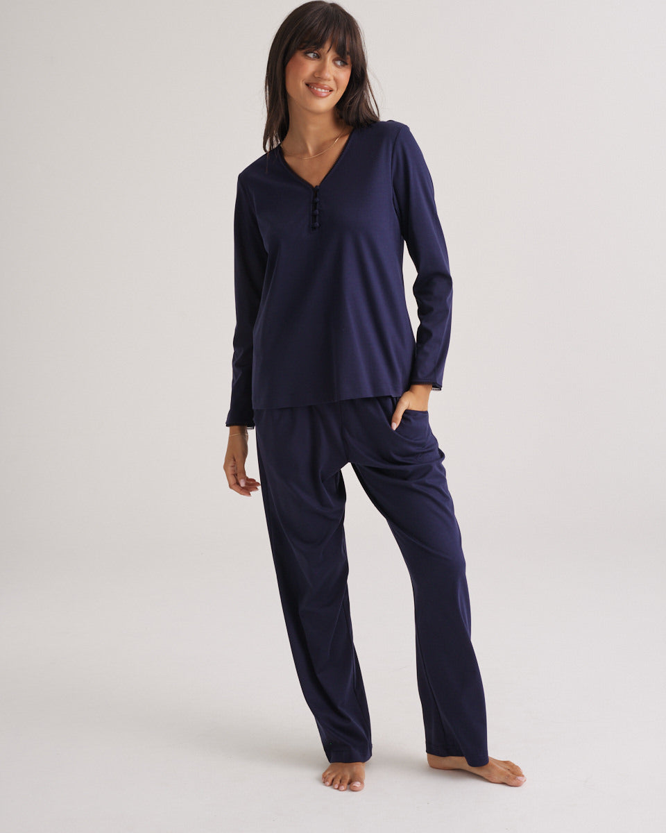 Supima Cotton Lace Trim Top