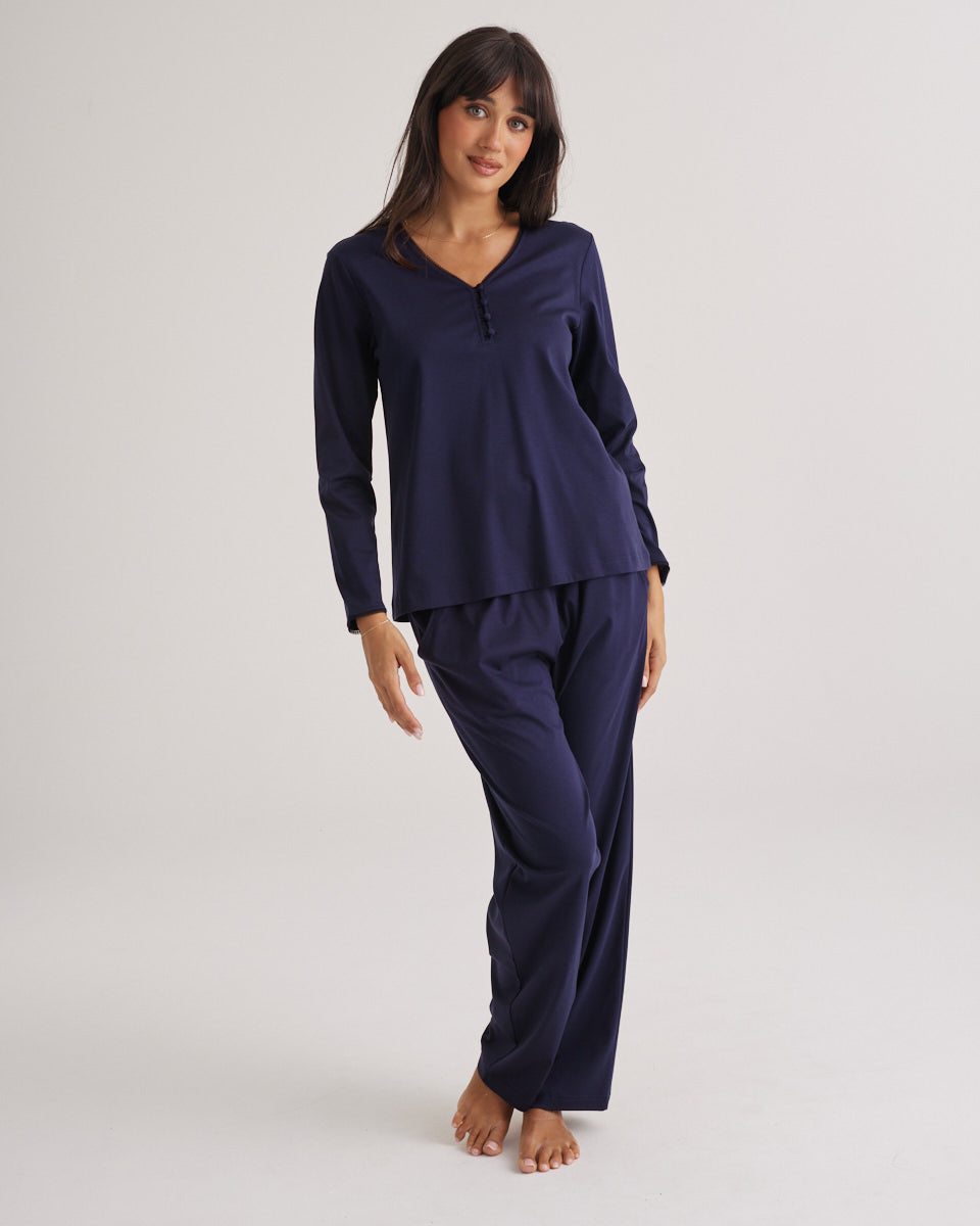 Supima Cotton Lace Trim Top Midnight