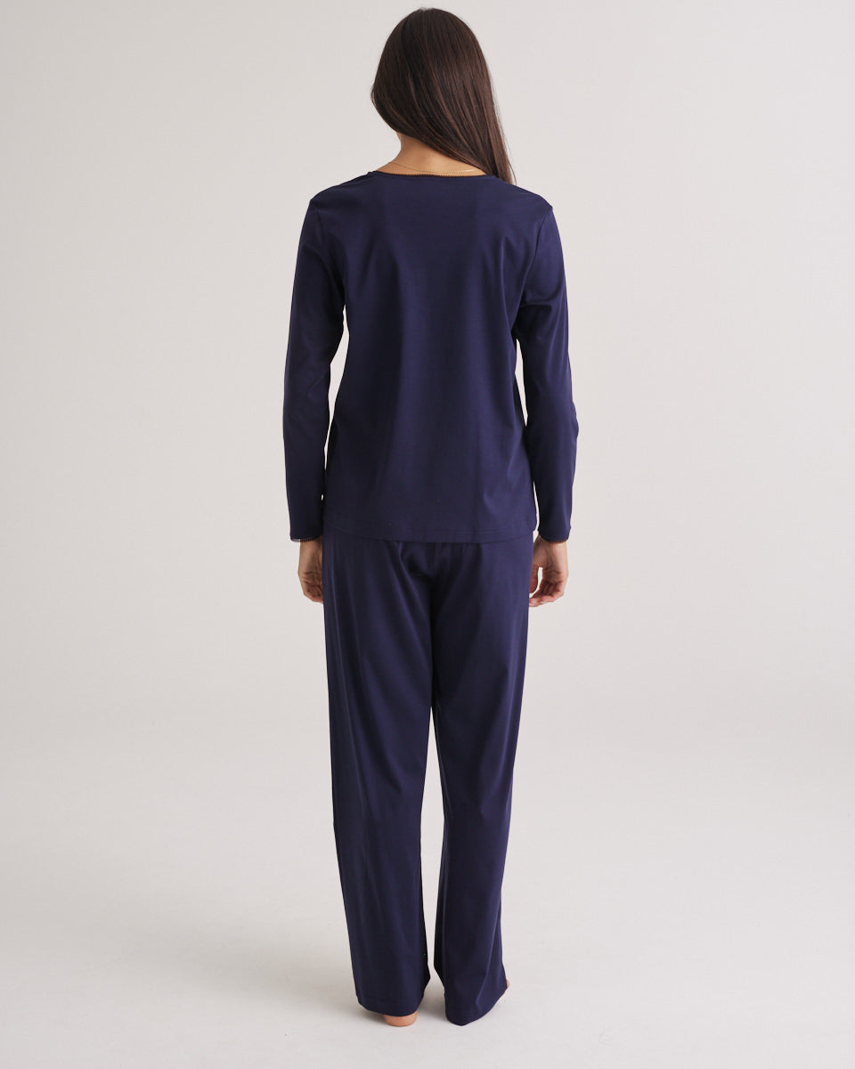 Supima Cotton Lace Trim Top Midnight