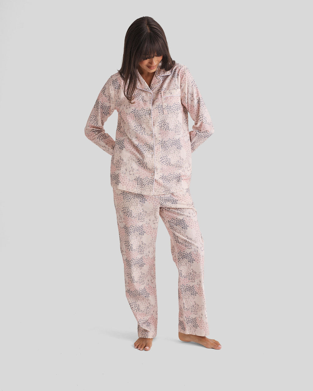 Brushed Cotton PJ Set Rosewater Garden