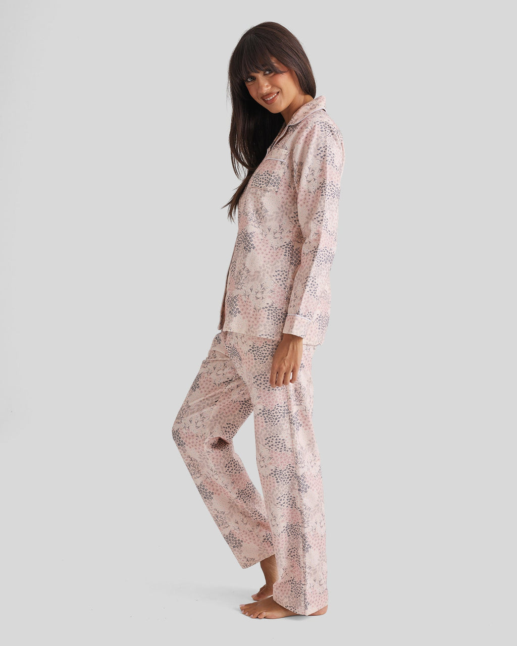 Brushed Cotton PJ Set Rosewater Garden