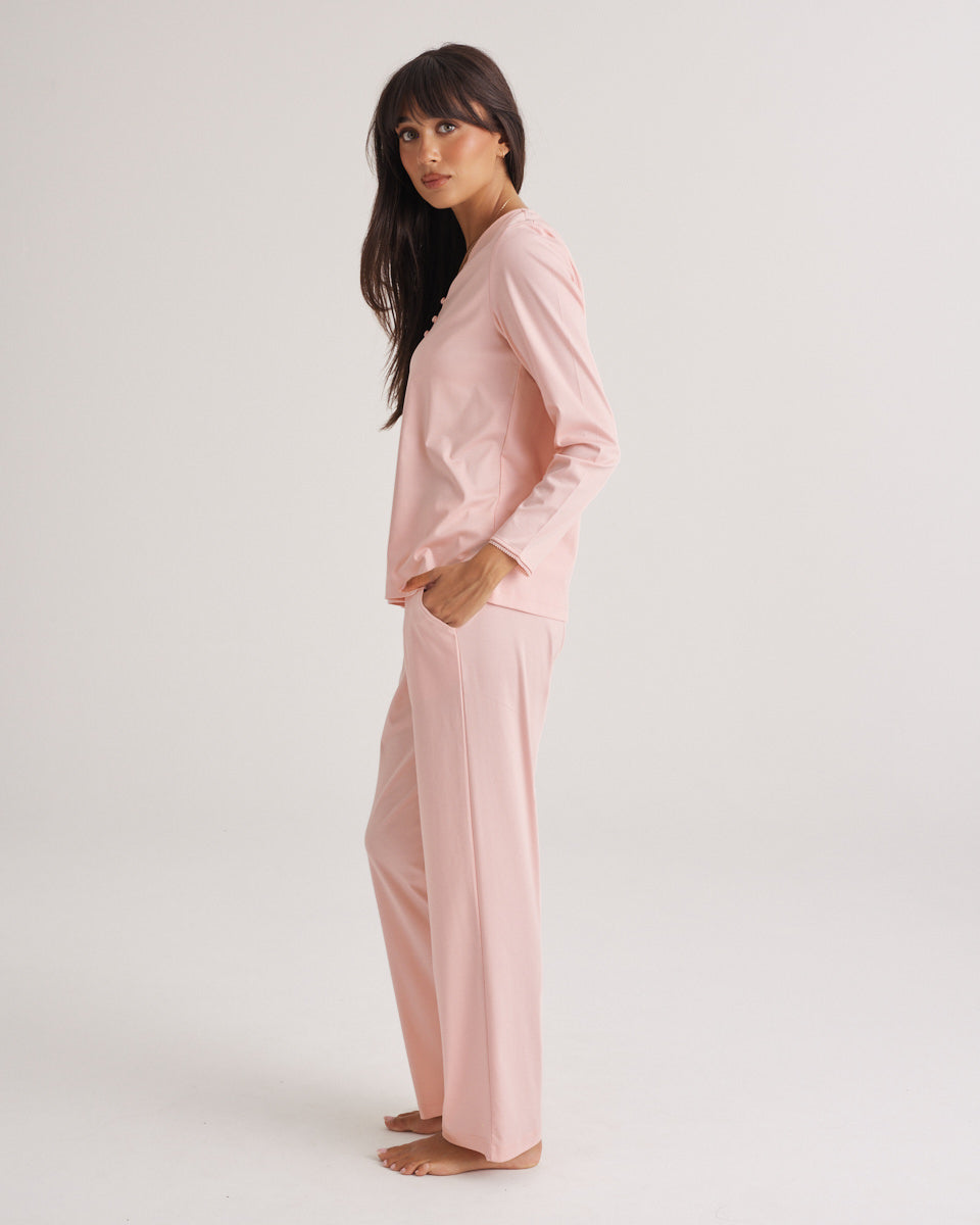 Supima Cotton Lace Trim Top