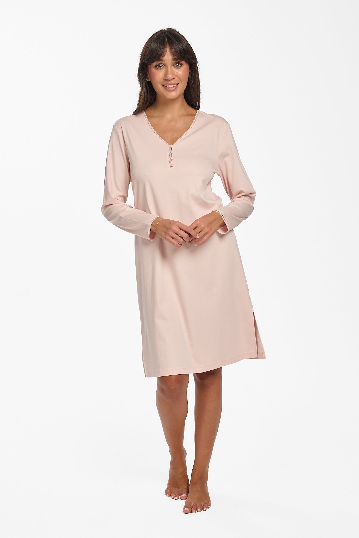 Supima Cotton Lace Trim Nightie Rosewater