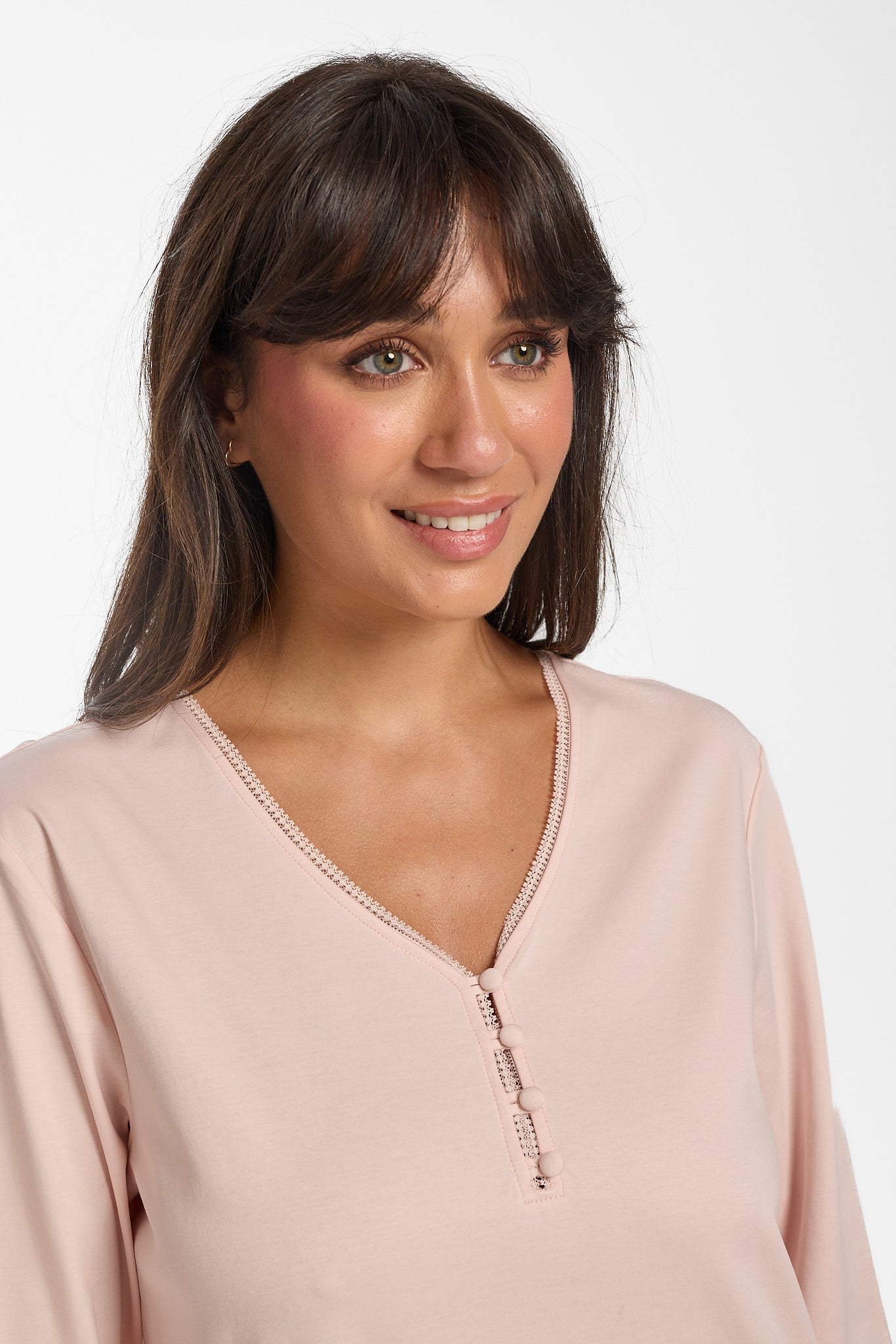 Supima Cotton Lace Trim Nightie Rosewater