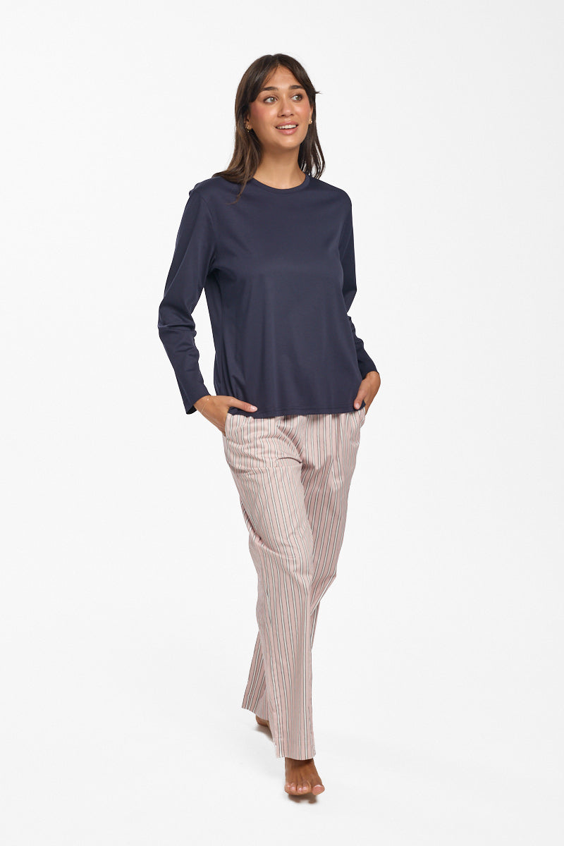 PinStripe Brushed Cotton Pant Navy