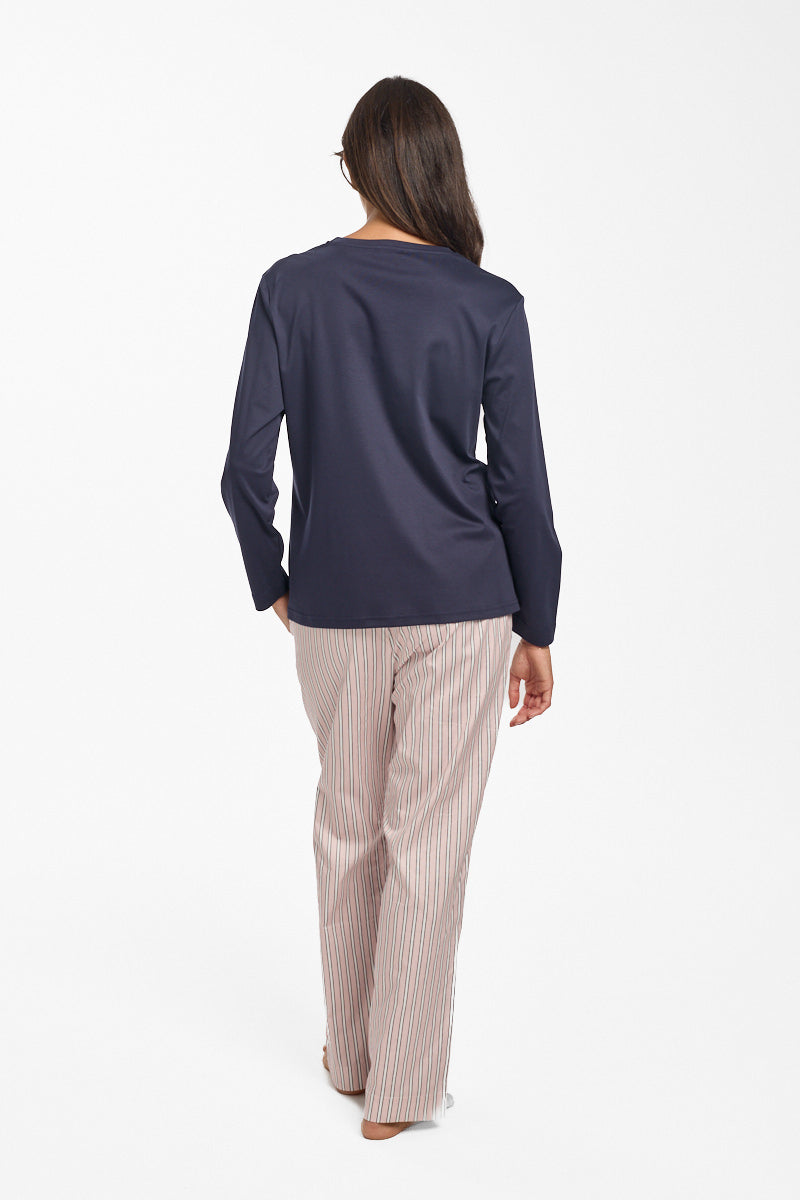 PinStripe Brushed Cotton Pant Navy