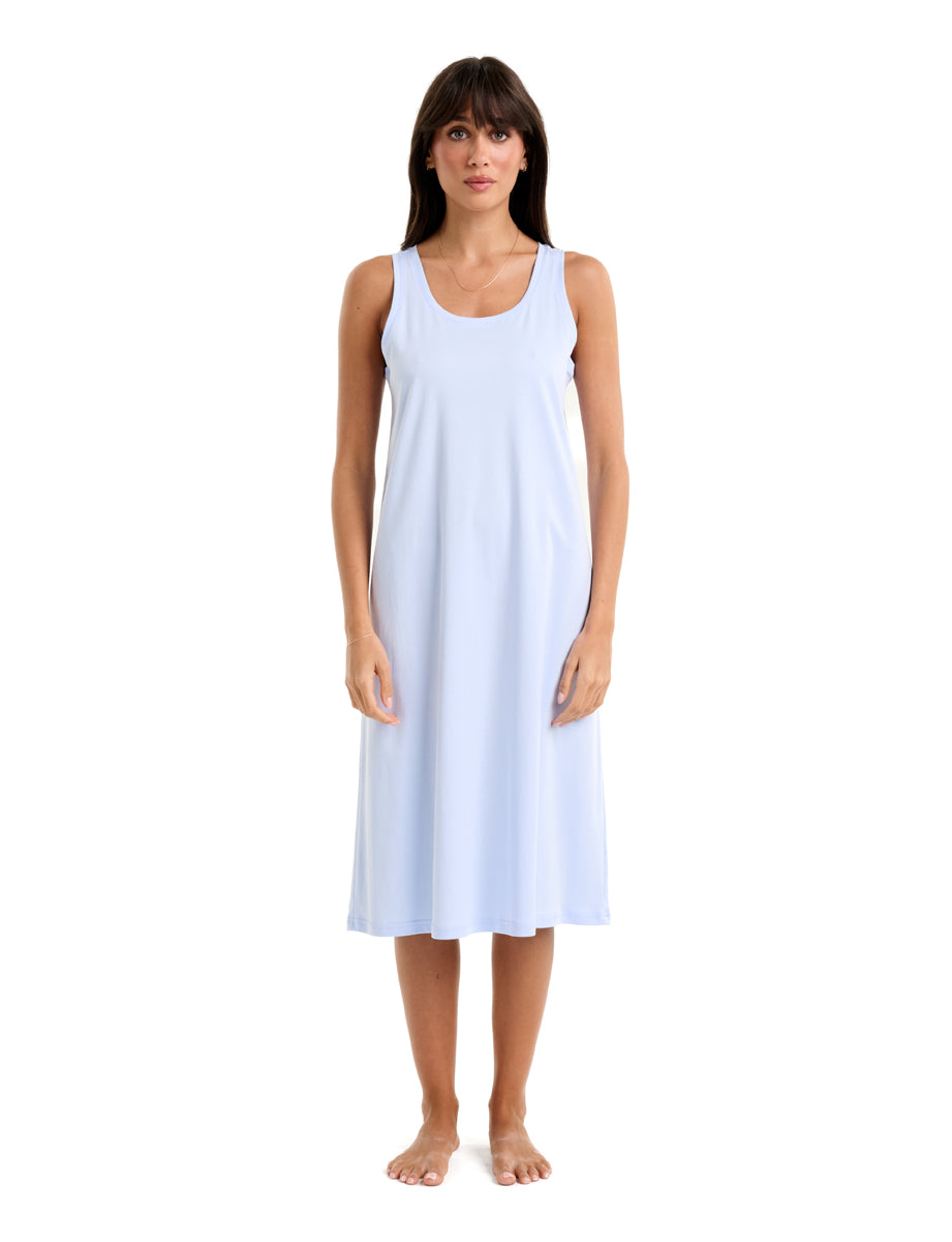 Supima Cotton Long Tank Nightie Cashmere Blue