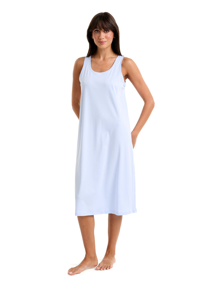 Supima Cotton Long Tank Nightie Cashmere Blue