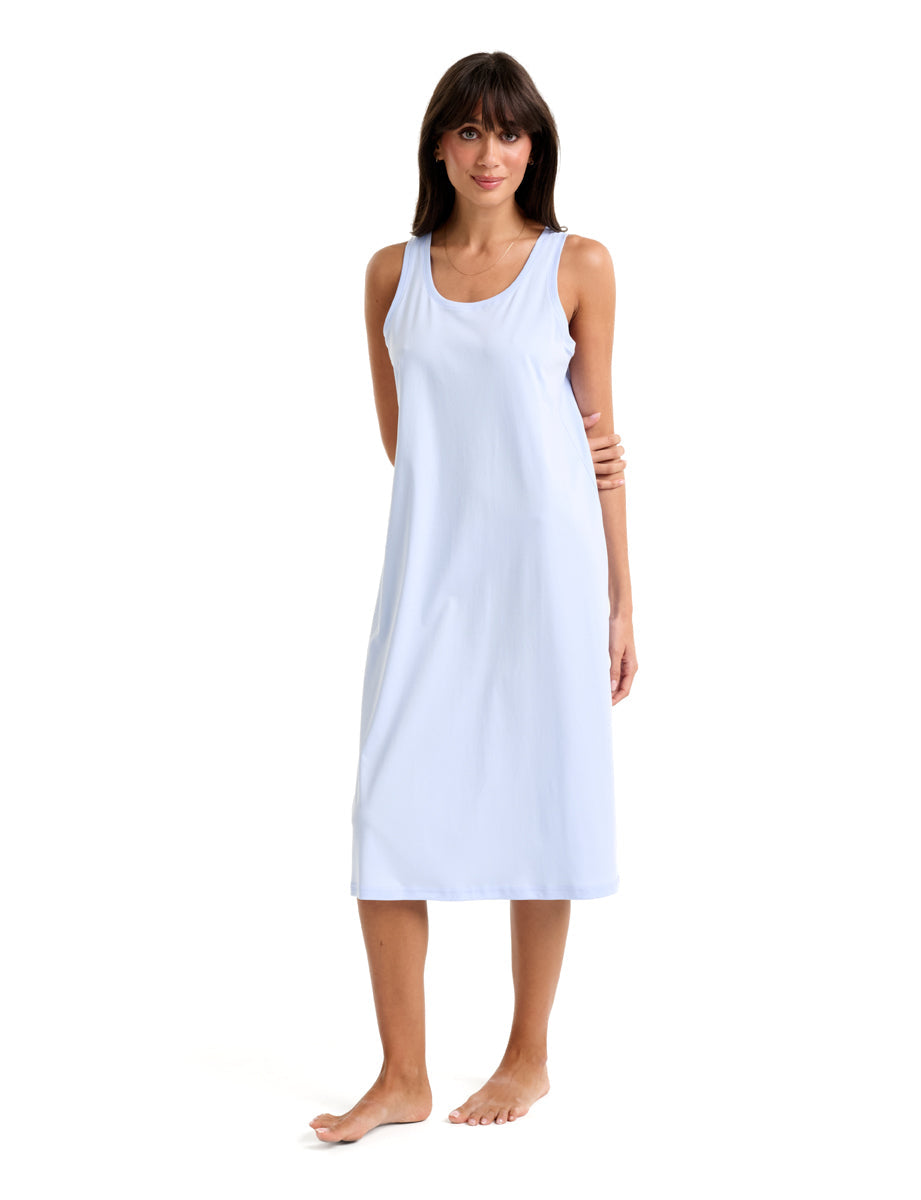 Supima Cotton Long Tank Nightie Cashmere Blue