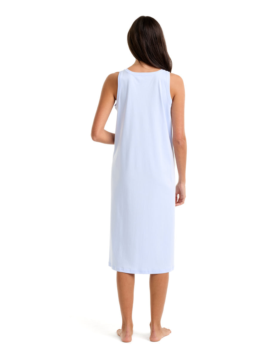 Supima Cotton Long Tank Nightie Cashmere Blue