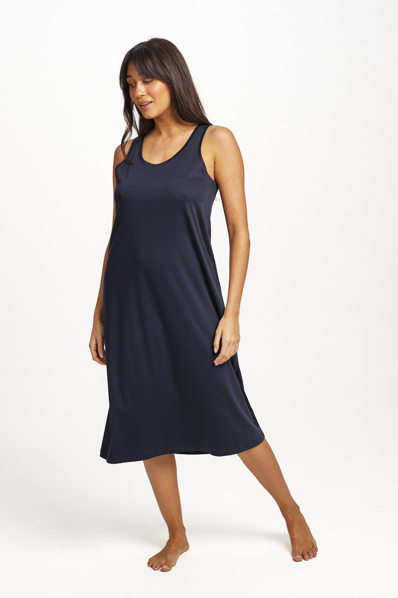 Supima Cotton Long Tank Nightie Navy