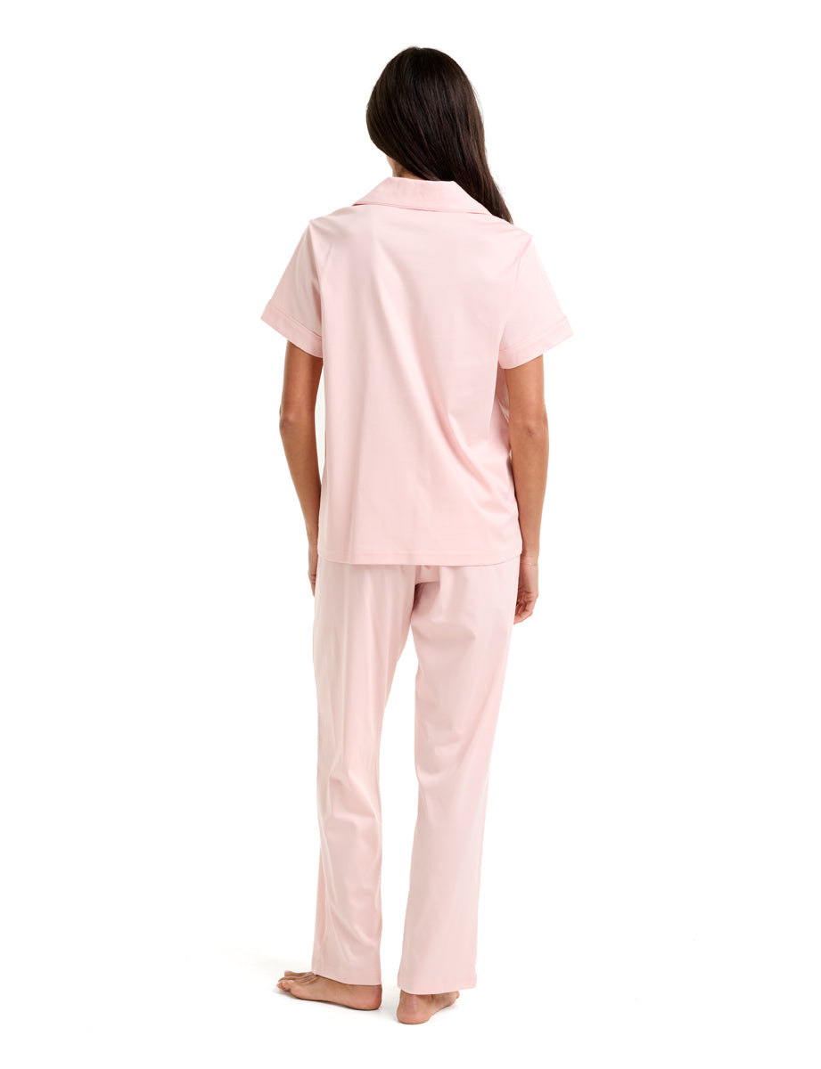 NEW Supima Cotton Piped PJ Short Sleeve Top Rosewater
