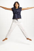 Stripe Cotton Sateen Pant Navy