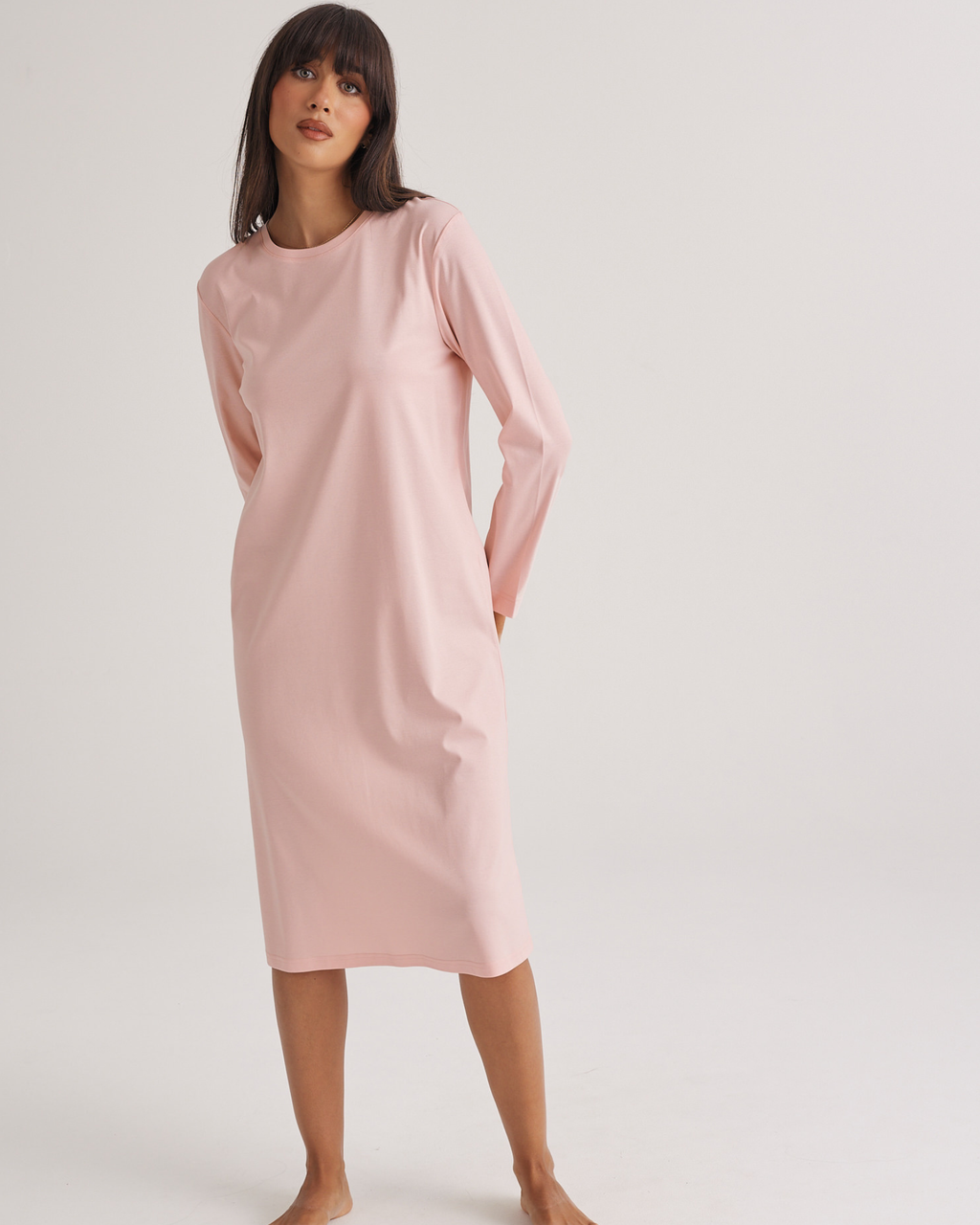 Supima Cotton Long Sleeve Tee Nightie Rosewater