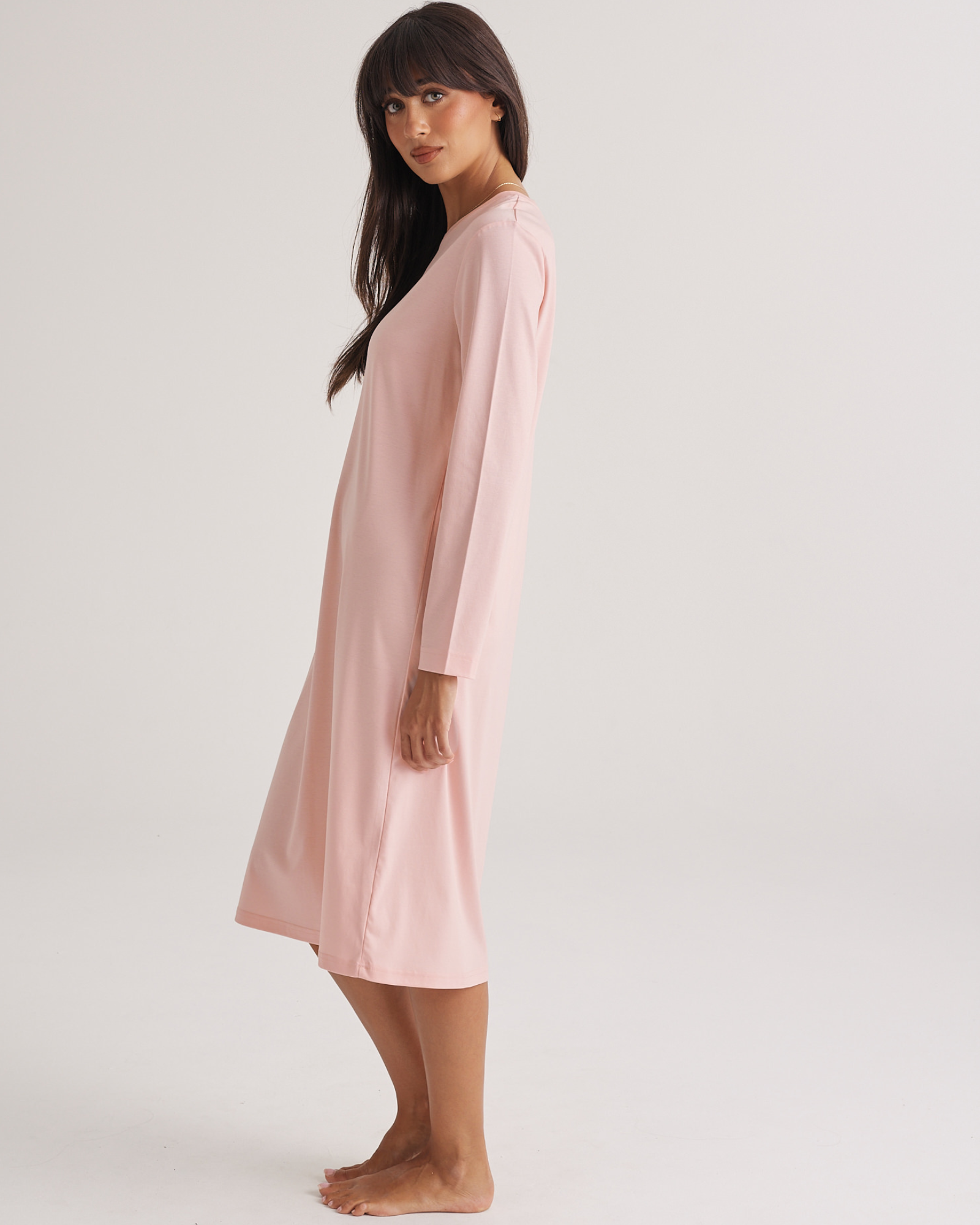 Supima Cotton Long Sleeve Tee Nightie Rosewater