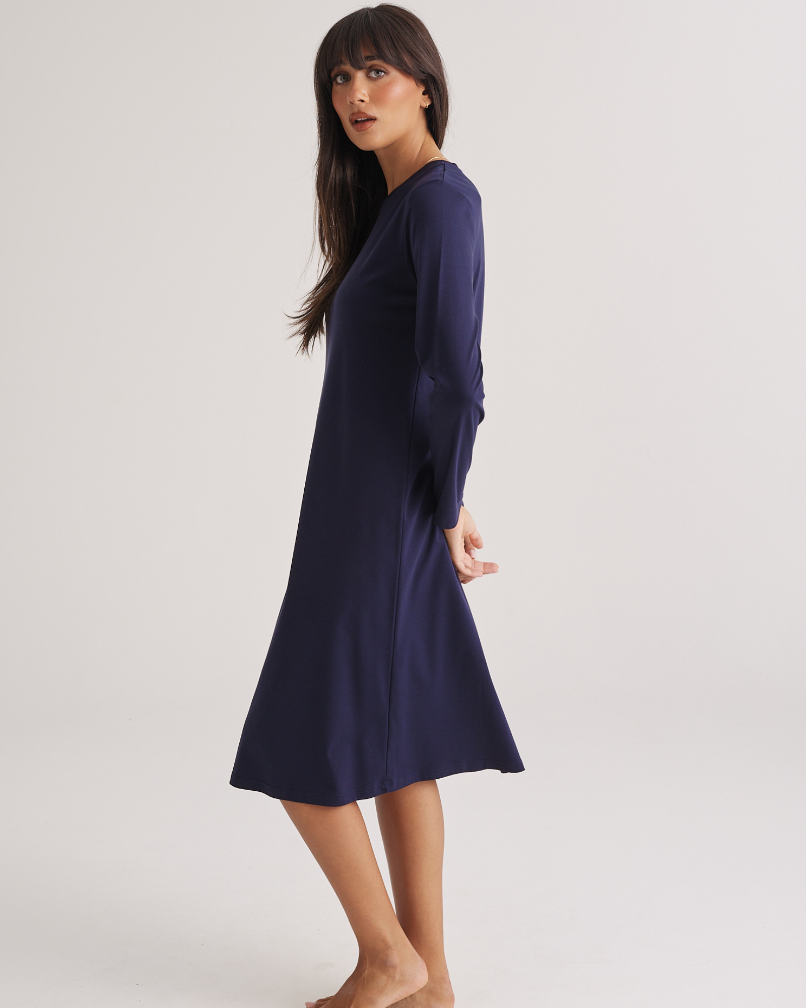 Supima Cotton Long Sleeve Tee Nightie Midnight