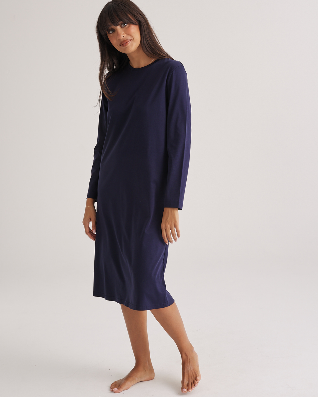 Supima Cotton Long Sleeve Tee Nightie Midnight