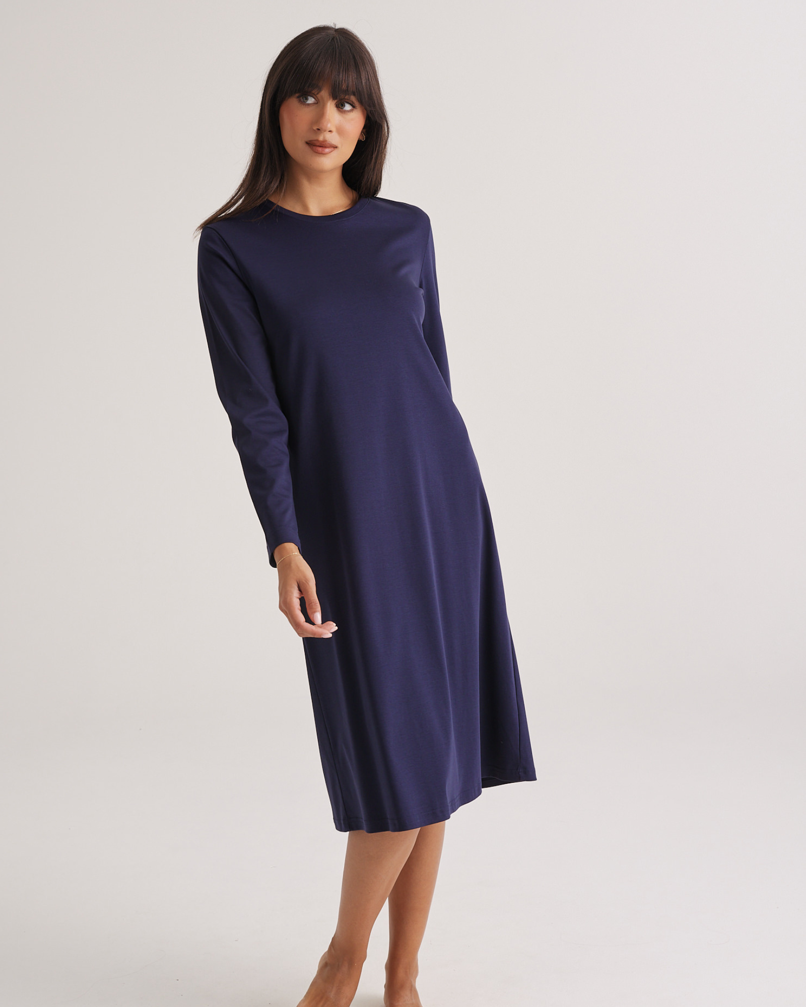 Supima Cotton Long Sleeve Tee Nightie Midnight