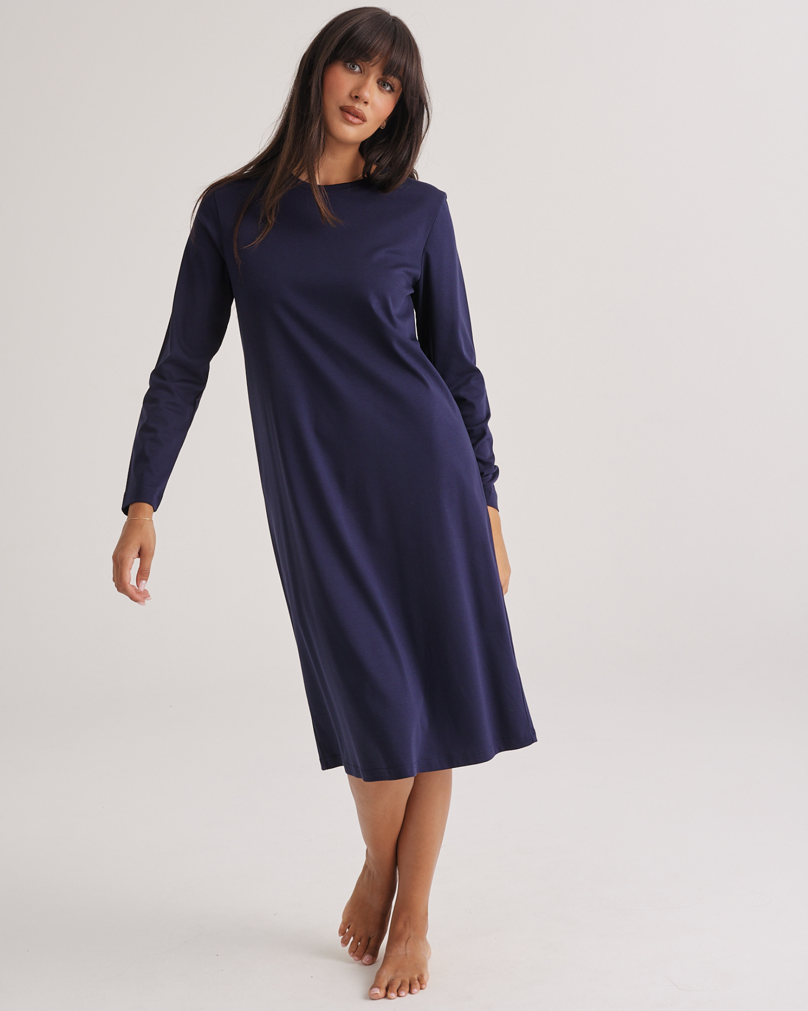 Supima Cotton Long Sleeve Tee Nightie Midnight
