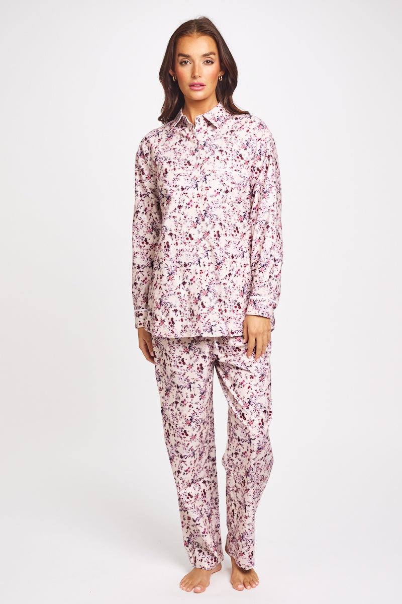 Brushed Cotton PJ Set Floral Bloom
