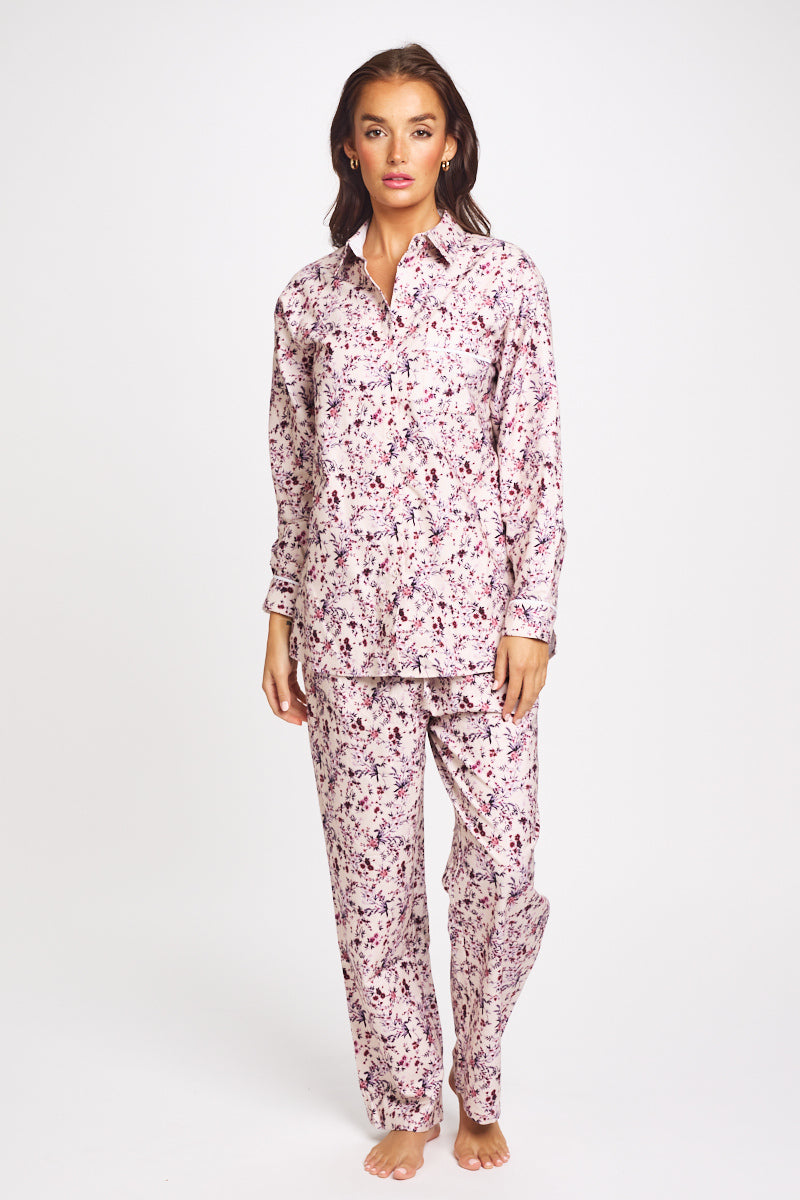 Brushed Cotton PJ Set Floral Bloom