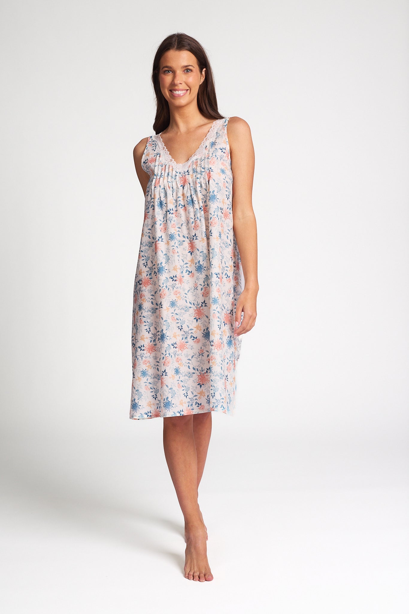 Cotton Silk Nightie Light Floral